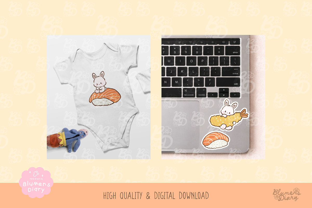 Japanese Foodie Bunny Clipart Set, an Animal Illustration by Blumensdiary (Photo 5 of 6)