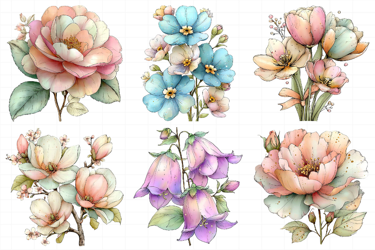 Watercolor Floral Clipart Flower, an Illustration by Daily.Designs (Photo 6 of 8)