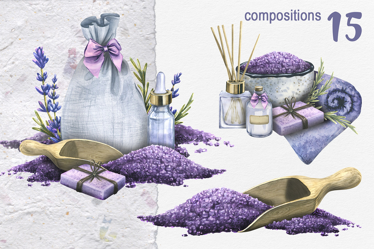 Lavender Spa Watercolor Set, an Illustration by NATASHA CHU (Photo 7 of 19)