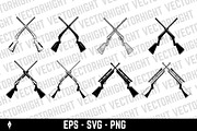 Crossed hunting rifles, an Object Illustration by Vectorhight (Thumbnail 1 of 3)