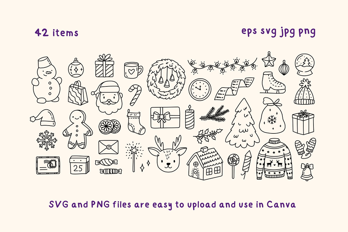 Christmas Winter Doodles | Line Art, a Seasonal Illustration by Kristina Chistiakova (Photo 2 of 3)