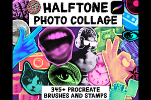 Procreate Halftone Photo Collage Set