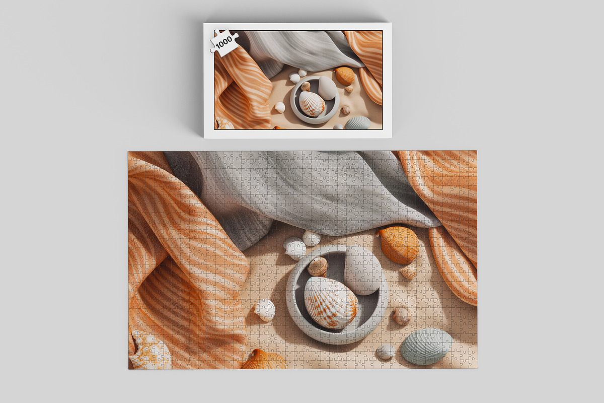 1000 piece Puzzle Jigsaw Mock up, a Merchandise Mockup by GraphicVil (Photo 9 of 9)