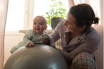Mother and her baby girl having fun, a Sports & Recreation Photo by Koldunova