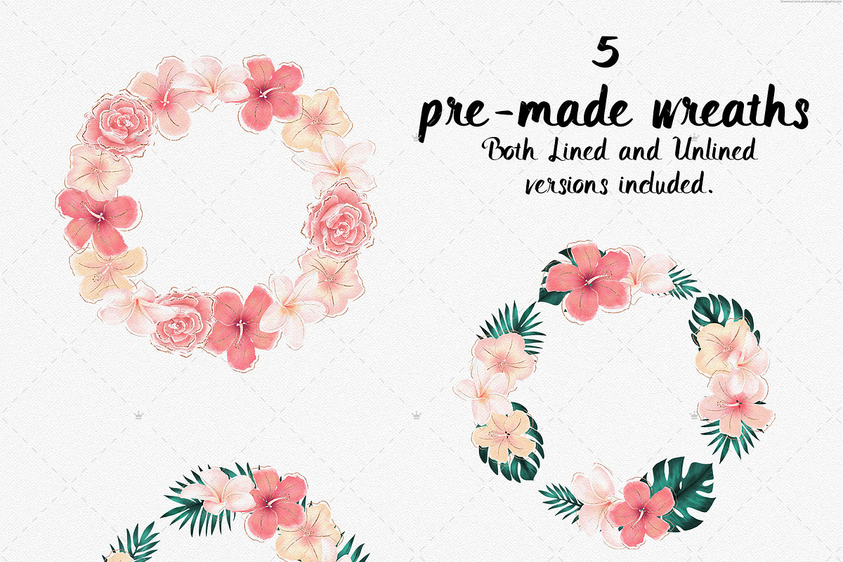 Tropical Flowers & Flamingos ClipArt, an Illustration by Pretty Little Lines (Photo 13 of 15)