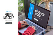 Window View Woman Laptop Mockup, a Mac Mockup by SimplDesign (Thumbnail 1 of 2)