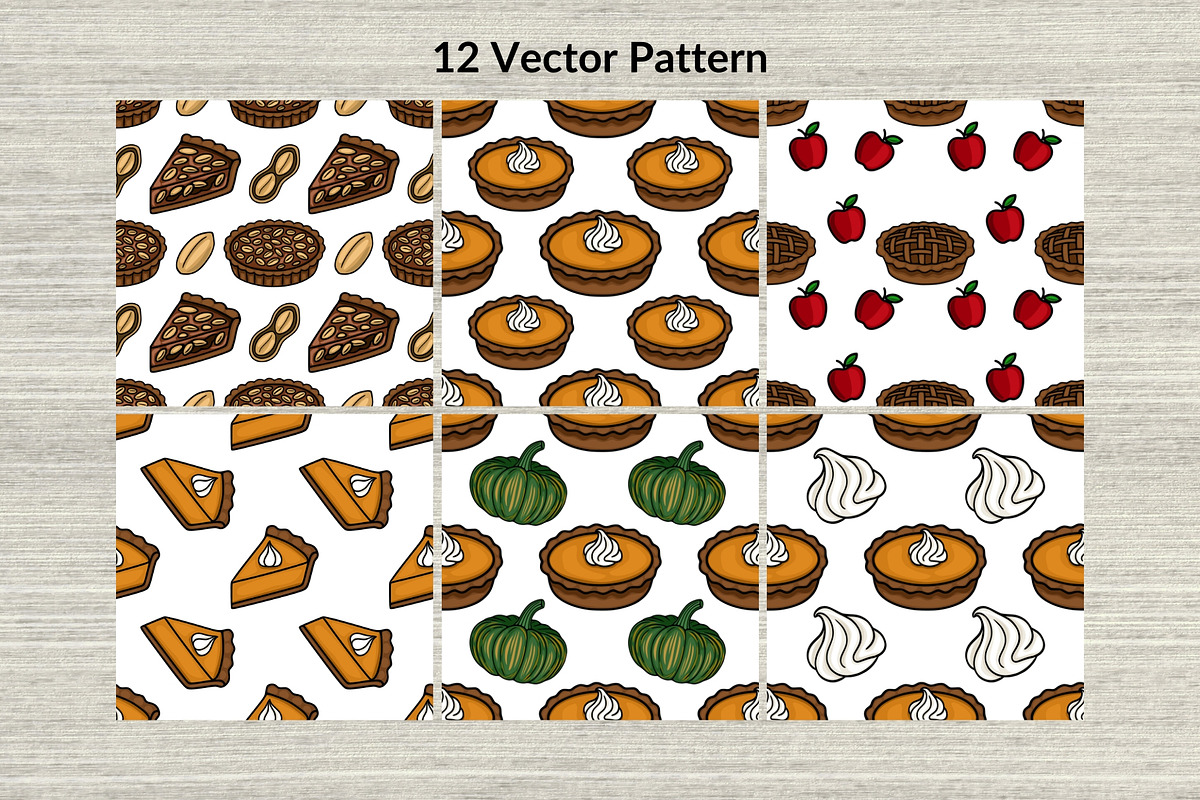 Fall Pies: Patterns & Clipart Set, a Food Illustration by Elatedowl (Photo 3 of 12)