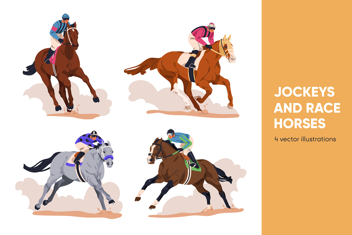 Jockeys riding race horses set, an Animal Illustration by Good Studio (Photo 1 of 6)