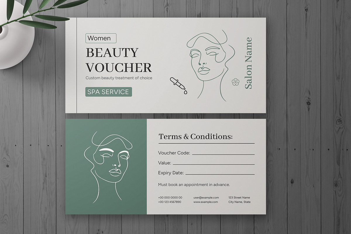 Beauty And  Spa Voucher Template, a Card Template by MightyDesign (Photo 1 of 6)