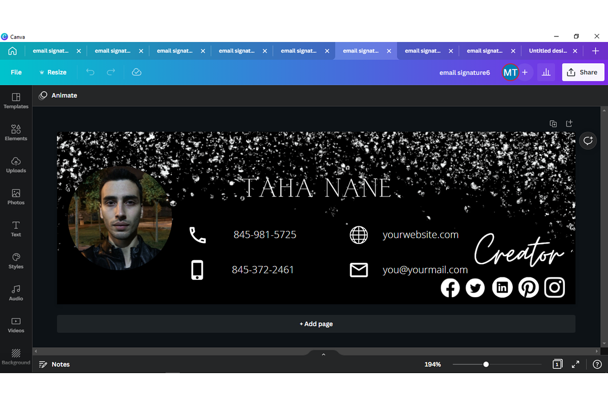 Email Signature Canva Template, an Email Template by tahananeart (Photo 6 of 6)