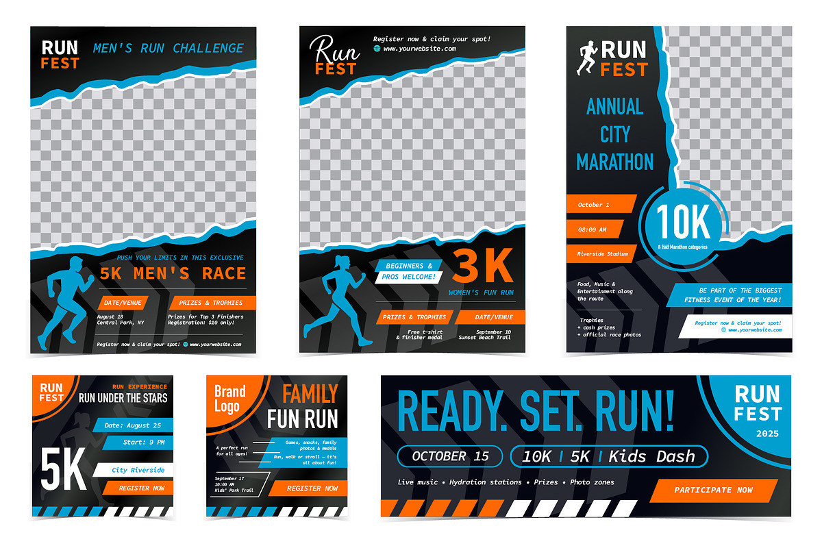 Run Fest Posters and Banners, a Marketing Template by Lettering_Logo