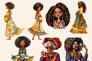AFRO BOHO GIRLS ALL AGES CLIPART, a Person Illustration by Daring Digies (Thumbnail 4 of 10)