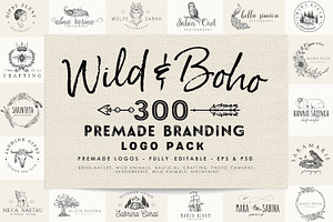 Wild And Boho Premade Logo Bundle