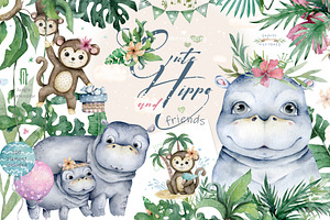 Cute Hippo & Friends Safari Animals