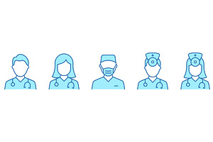 Hospital Healthcare Staff Color Icon, a Healthcare Illustration by Vector Creator