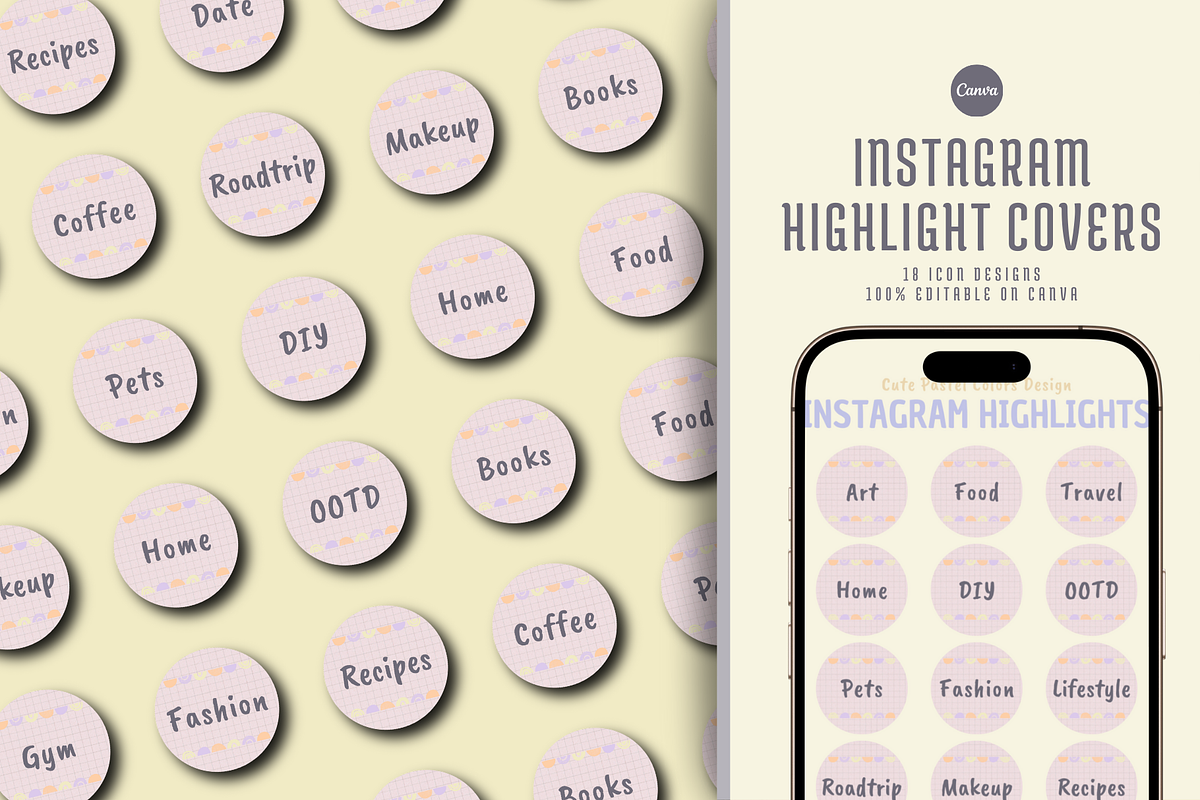 INSTAGRAM HIGHLIGHT COVERS, a Social Media Template by The Little Lily Studio (Photo 1 of 5)
