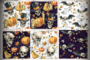 Halloween Skulls Seamless Patterns, an Illustration by NATASHA CHU (Thumbnail 5 of 8)