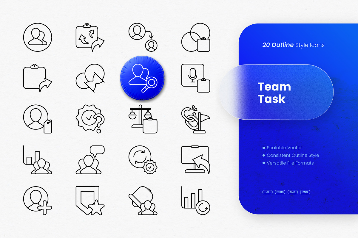 Team Task Outline Icons, an Outline Icon by cidcud_graphic (Photo 1 of 3)
