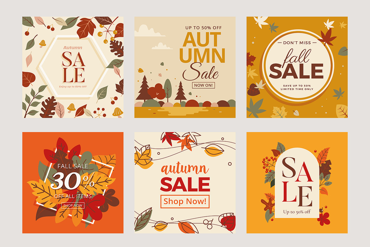 Autumn / Fall Social Media Templates, a Social Media Template by Esui Studio (Photo 2 of 10)