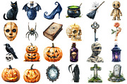 Watercolor Halloween Spooky Clipart, an Illustration by Daily.Designs (Thumbnail 2 of 3)