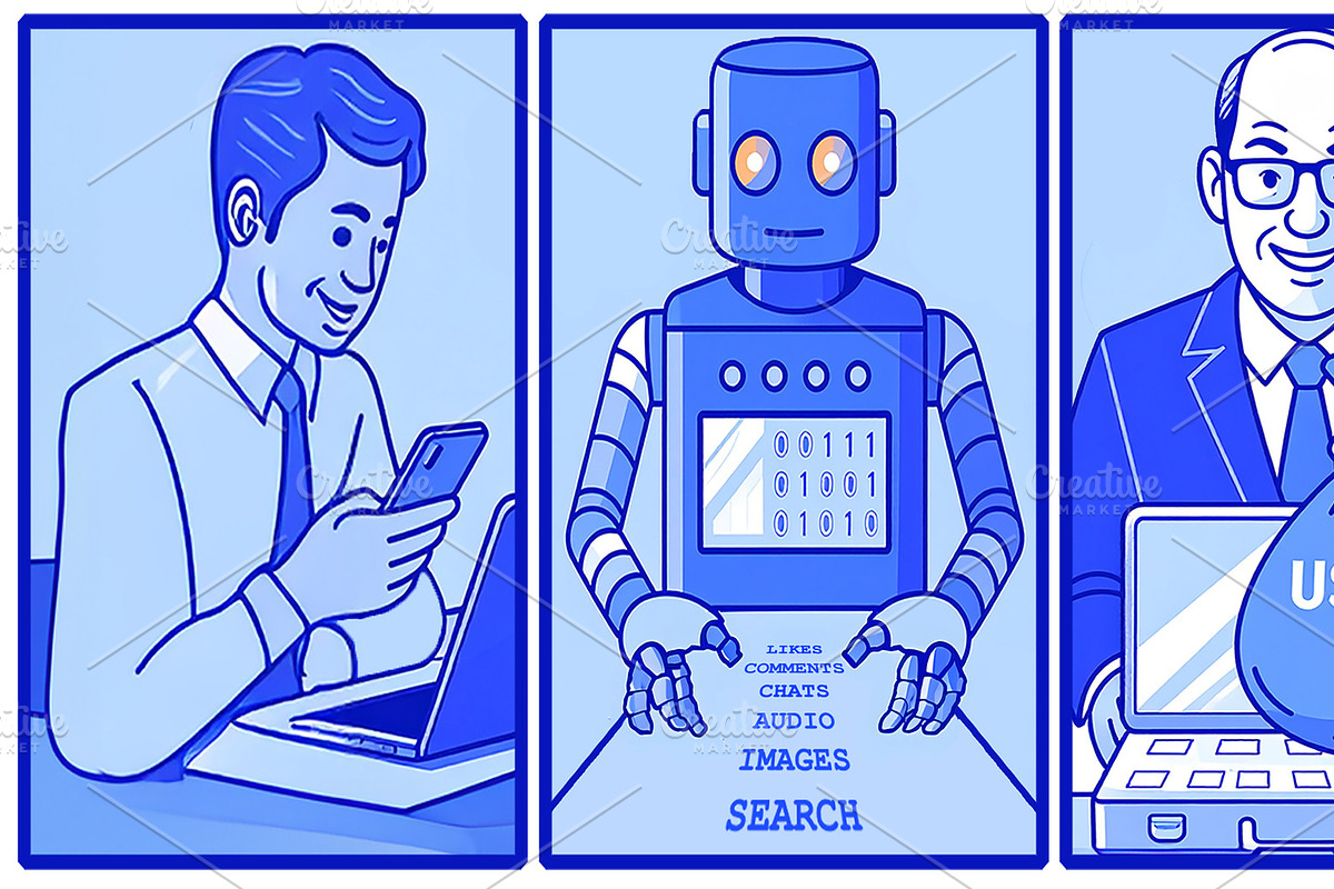 The business of data conceptual illustration, a Technology Illustration by DanFLCreativo