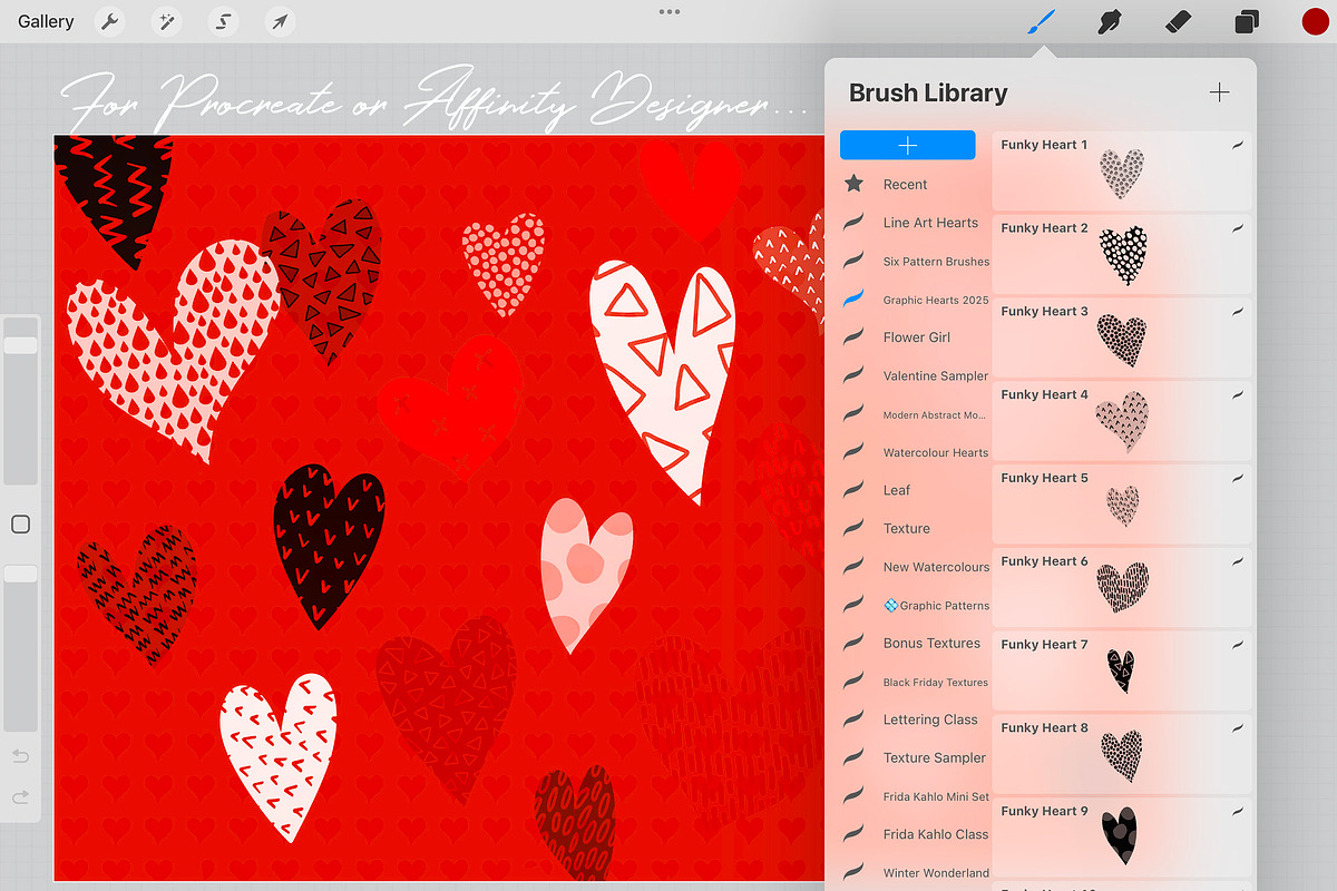 Graphic Hearts Procreate/Affinity, a Brush Add-On by DeloresArt (Photo 15 of 15)