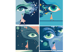 Girl walking in her fantasy cartoon, an Illustration by Onyx