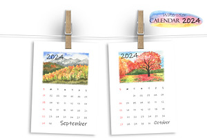 Watercolor Calendar 2024