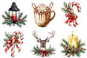 Christmas Black and White Watercolor, a Seasonal Illustration by CitraGraphics (Thumbnail 2 of 5)