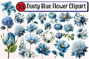 Dusty Blue Flower Clipart, an Illustration by Design Market (Thumbnail 1 of 3)