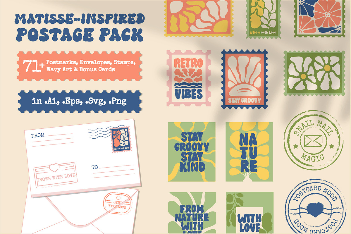 Postage Stamps and Matisse Botanical, an Object Illustration by Lettering_Logo (Photo 1 of 8)