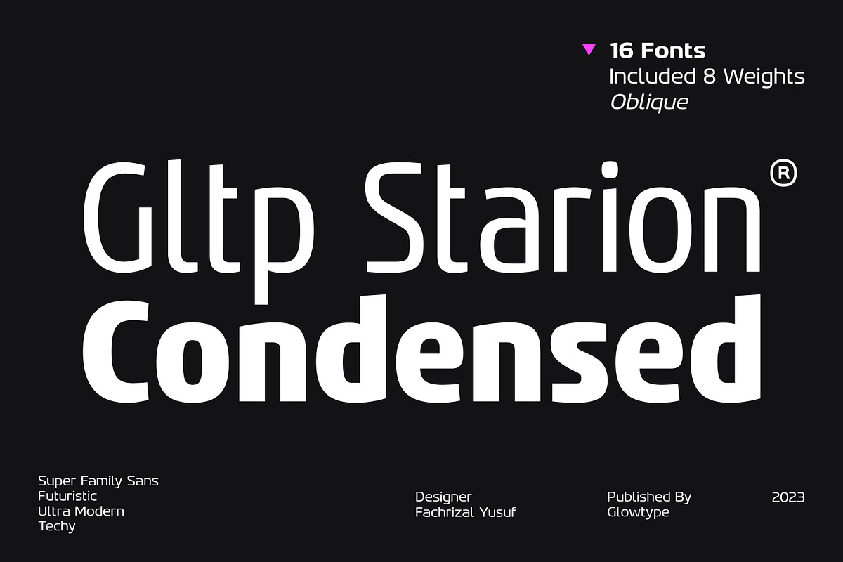 Gltp Starion Condensed, a Sans Serif Font by Glowtype (Photo 1 of 6)