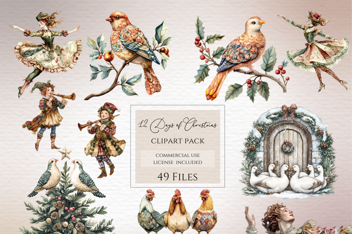 12 days of Christmas clipart, a Seasonal Illustration by Invite to Clipart (Photo 1 of 10)
