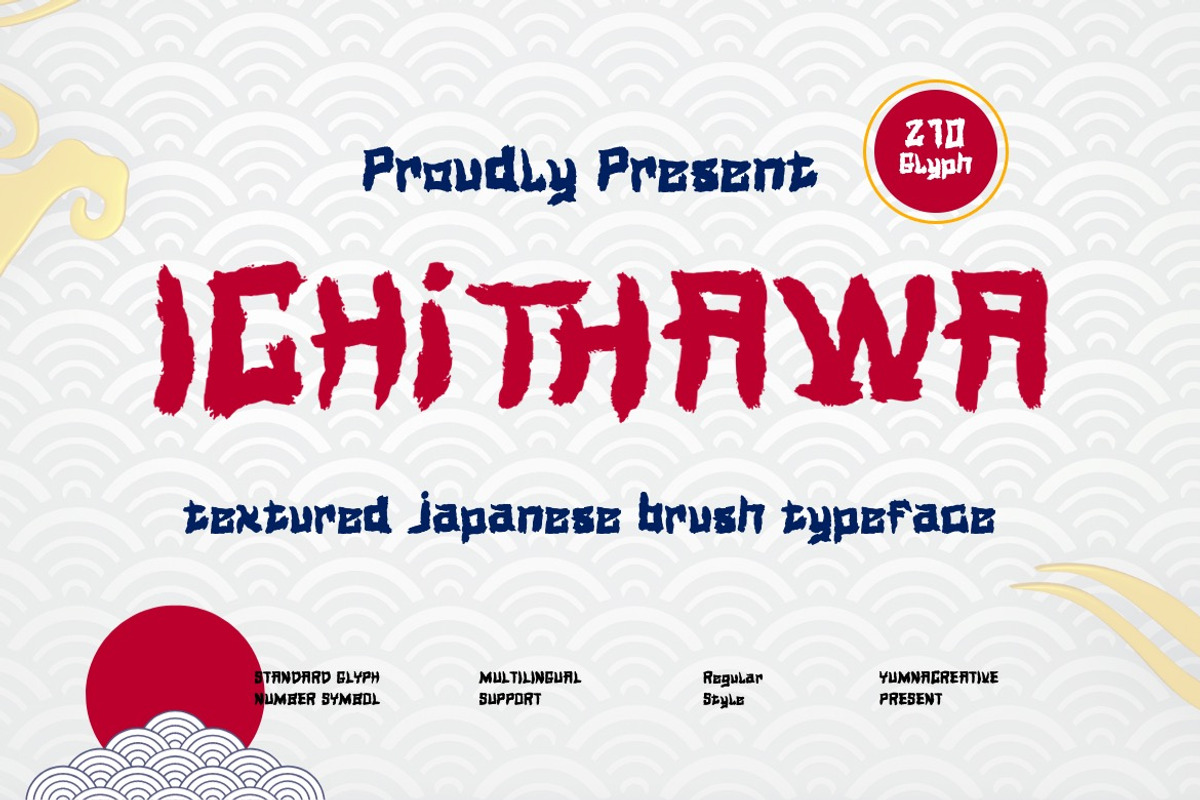 Ichithawa - Textured Japanese Font, a Handwritten Font by Dhabee (Photo 1 of 15)