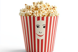 Popcorn with red white striped paper, an Animal Photo by Pixeness Studio