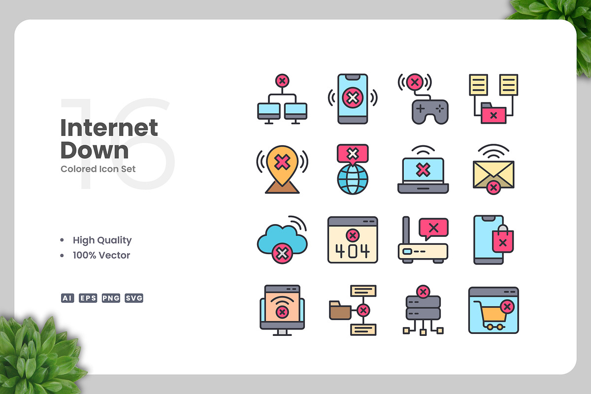 Internet Down Colored Icons, an Icon by Upnowgraphic