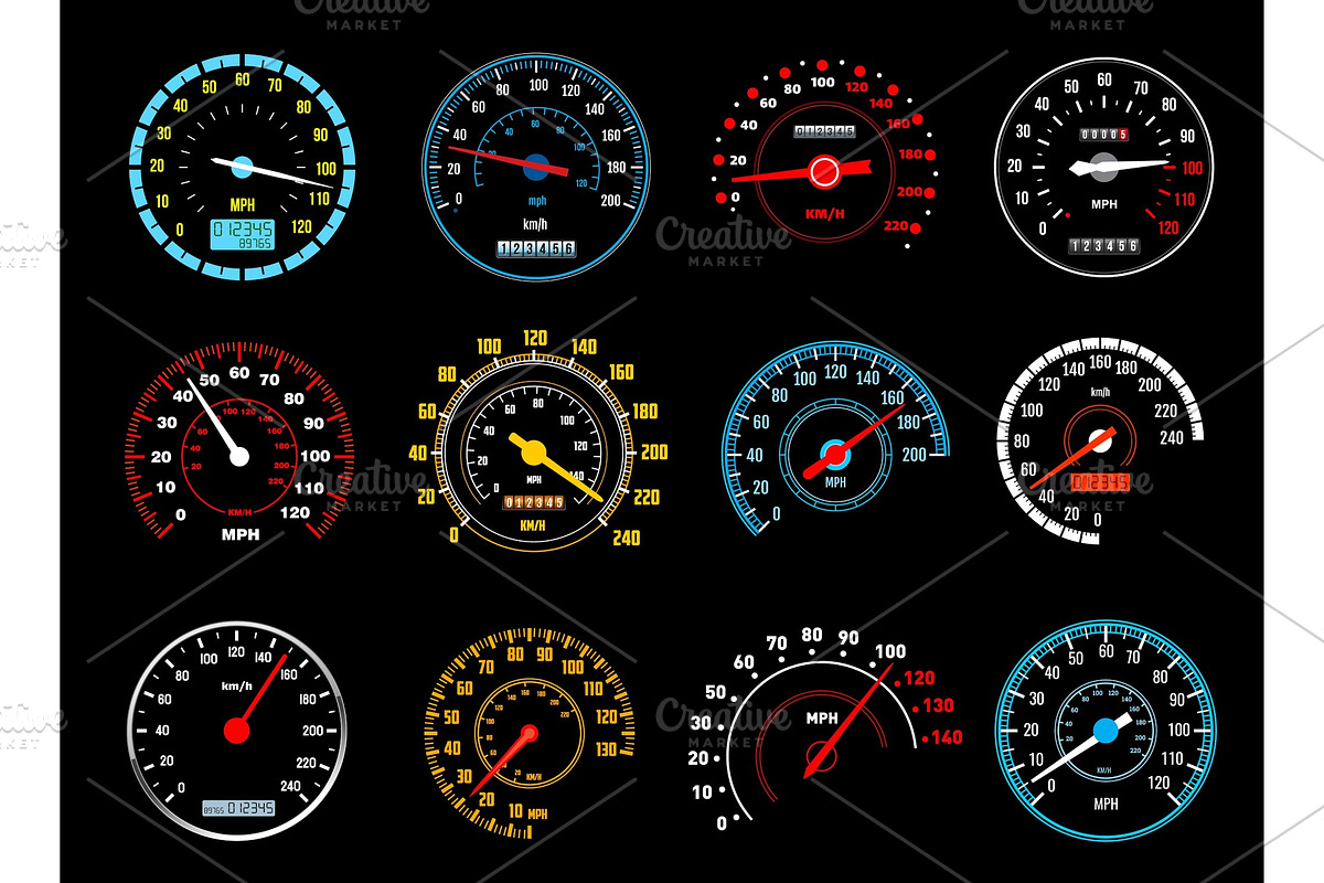 Car speedometer icons, an Object Graphic by Buch&Bee