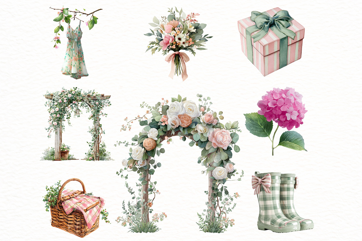 Preppy Cottage Clipart Vintage Garde, an Illustration by Designworld (Photo 5 of 5)