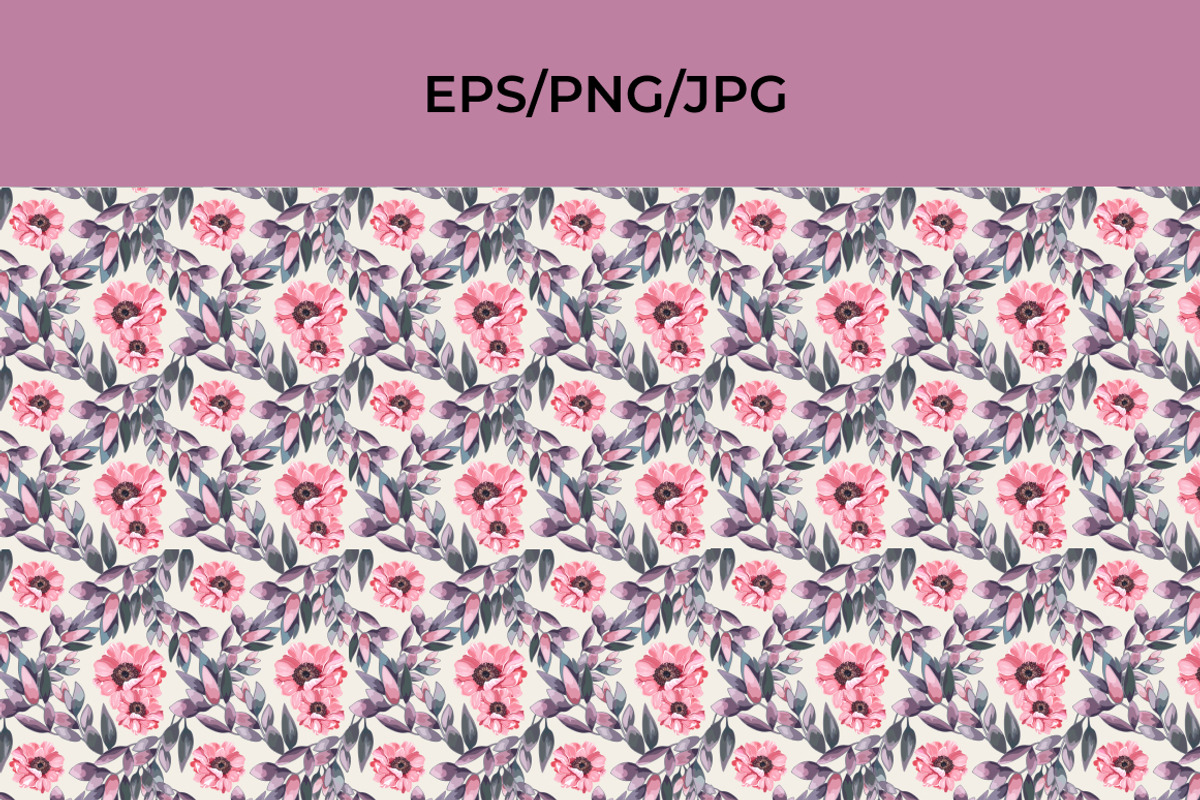 Pink Floral Seamless Patterns Set, a Seasonal Illustration by InkyQueenArt (Photo 2 of 7)