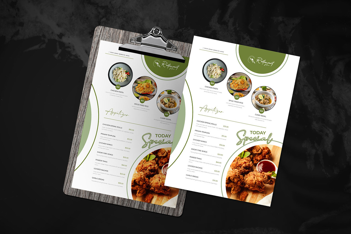 Modern Restaurant Menu Template, a Flyer Template by Tanmoy Topu (Photo 1 of 2)