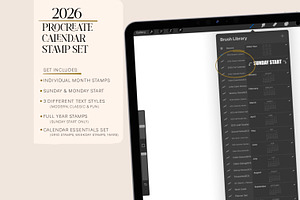 2026 Procreate Calendar Brush Set