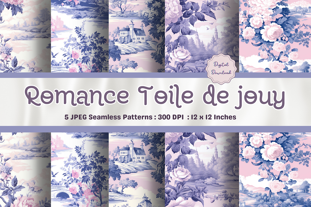 Romace Toile de jouy SeamlessPattern, a Pattern Graphic by STUDIO CHOTI (Photo 1 of 7)