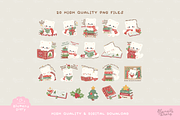 Bookish Christmas White Cat Clipart, an Animal Illustration by Blumensdiary (Thumbnail 2 of 6)
