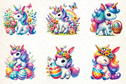 Watercolor Easter Unicorn Clipart, an Illustration by DreamCafeArt (Thumbnail 2 of 3)