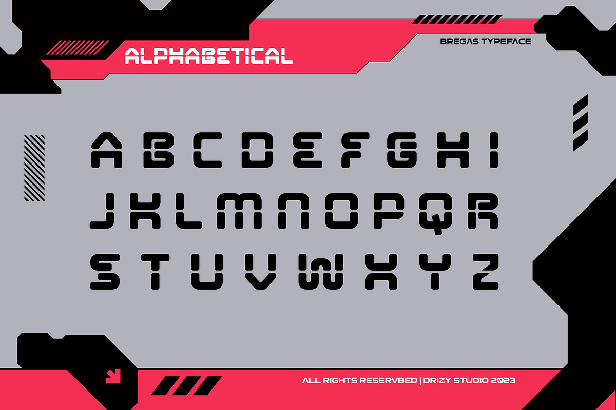 Bregas - Modern Stencil Font, a Sans Serif Font by Drizy (Photo 2 of 10)
