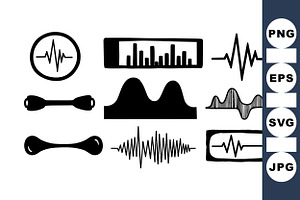 Sound Wave Vector Clipart Set, an Illustration by designvectx
