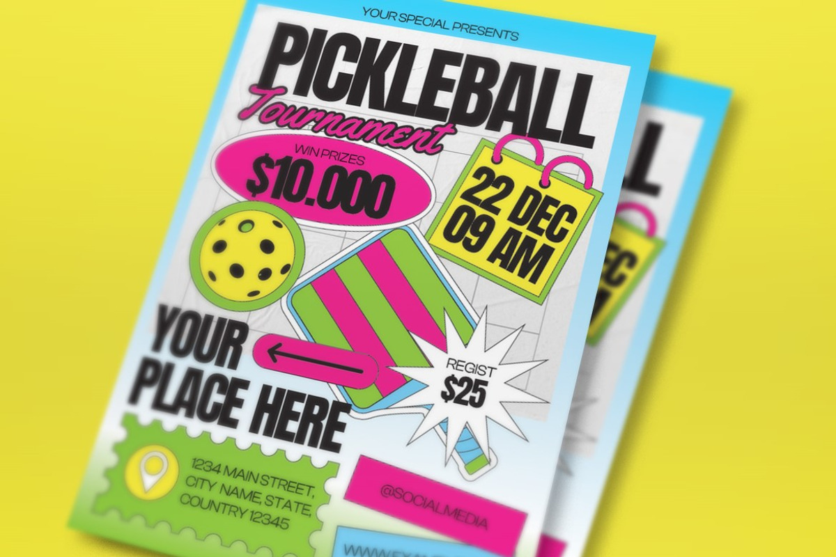 Pickleball Tournament Flyer Set, a Flyer Template by graphicook (Photo 4 of 6)