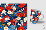 Bold Patriotic Flowers Digital Paper, a Pattern Graphic by Creative Store (Thumbnail 2 of 5)