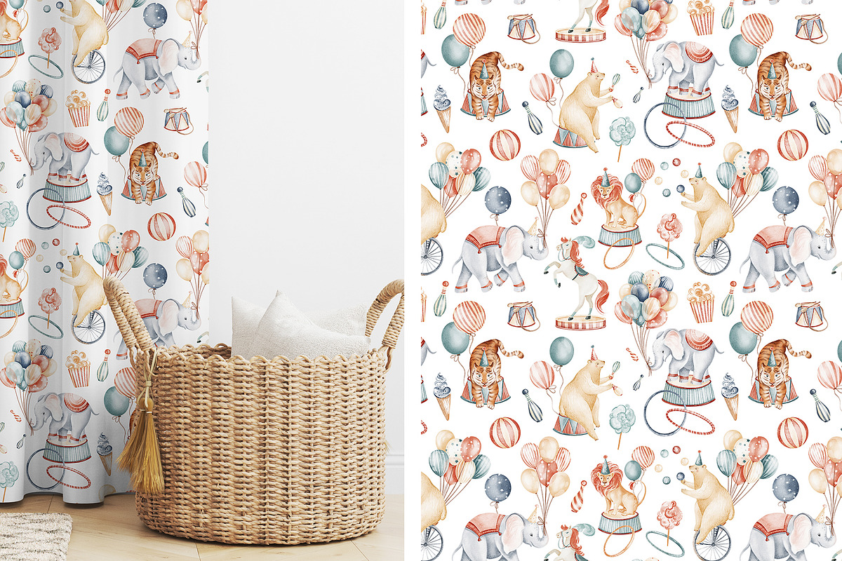 Cute Circus Watercolor Clipart Set, an Animal Illustration by LenArt (Photo 11 of 18)