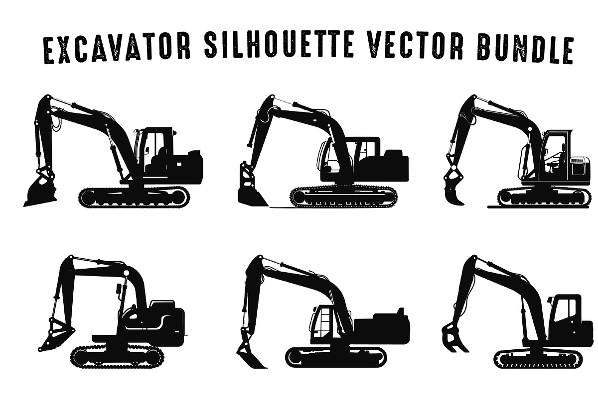 Excavator Silhouettes Clipart Set, a Transportation Illustration by Gfx Expert Team (Photo 3 of 3)